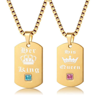 King and Queen Necklaces - Necklace - Gold