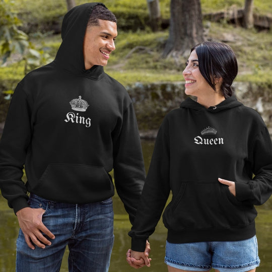 King And Queen Vintage Couple Hoodies - Hoodies - S
