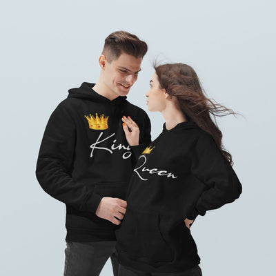 King And Queen Young Couple Hoodies - Hoodies - Black L