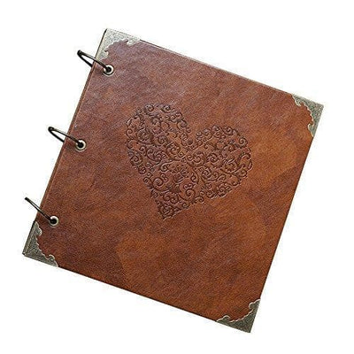 Leather Photo Album for Couples with Heart-Shaped Cover - Unique Romantic Gifts -