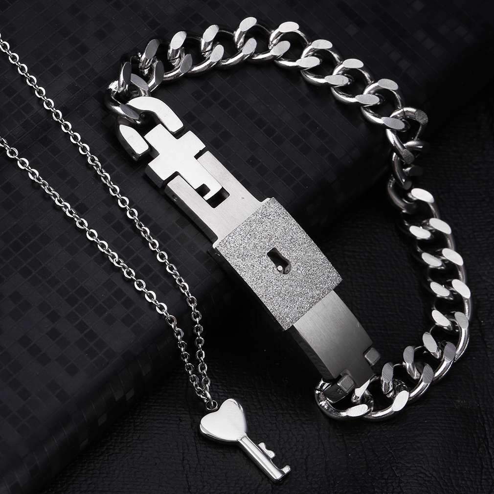 Locked Bracelet with Key Necklace for Men –