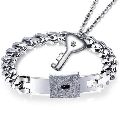 Locked Bracelet with Key Necklace for Men - Bracelets - For Men