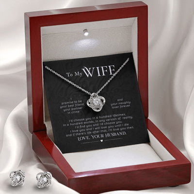 Love Knot Earring & Necklace Set - Jewelry - Luxury Box w/LED