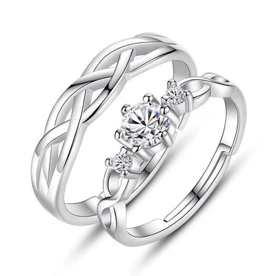 Love Knot Matching Promise Rings for Couples - Rings - Cupronickel plated with platin