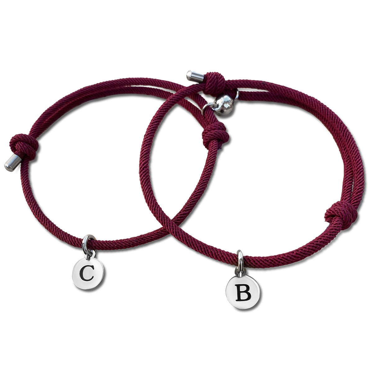 Magnetic Couple Bracelets with Custom Letters Pendants