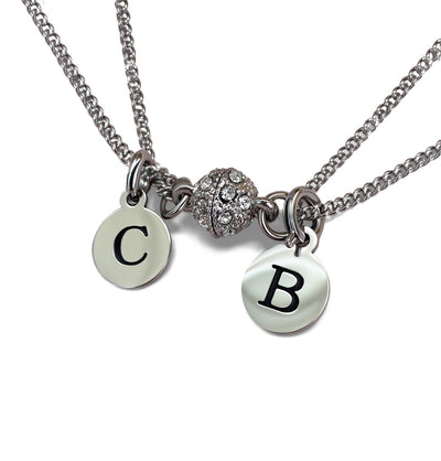 Magnetic Couple Necklaces with Custom Initial Letters - Necklace -