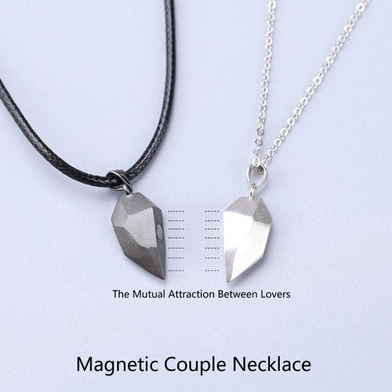 Honaer Magnetic Necklaces Magnet Heart Pendant Couple Necklace Matching Relationship Mutual Attraction Jewelry for Women Men