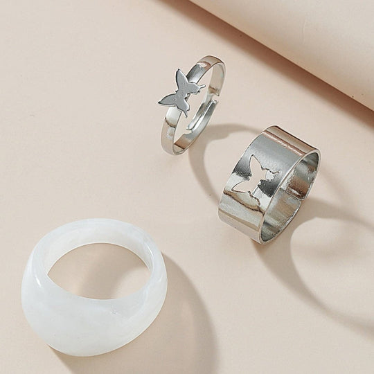Matching Butterfly Couple Rings - Ring - Silver