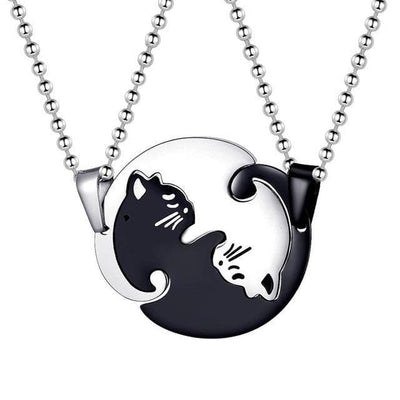 Matching Cat Necklaces for Couples - Necklace - Black-White Pair