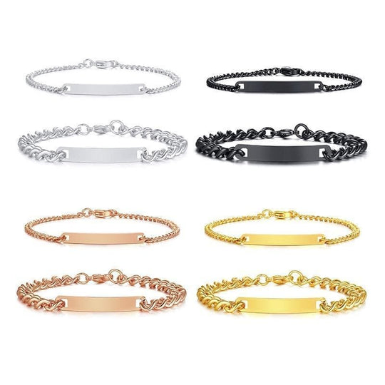 Matching Couple Bracelet Sets with Custom Engraving - Only With Link - Couple Set