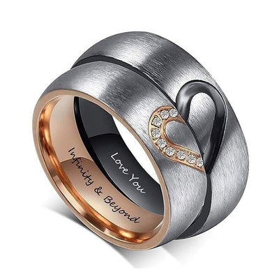 Matching Couple Rings with Zirconia and Custom Engraving - Ring - 5