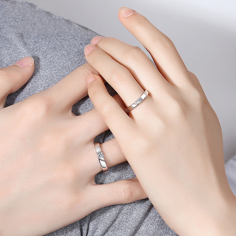Mathcing Promise Rings Matching Heart Adjustable Promise Rings Sterling Silver – CoupleGifts.com