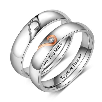 Matching Heart Rings for Couples with Personalized Engraving - Ring - 5