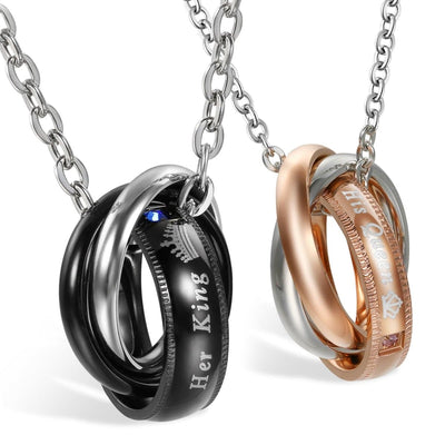 Matching Necklaces with King and Queen Couples Rings - Necklace - Matching Set