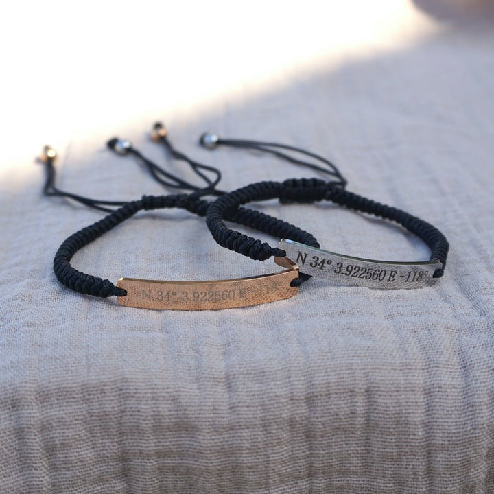 Matching Rope Bracelets with Personalized Engraving CoupleGifts
