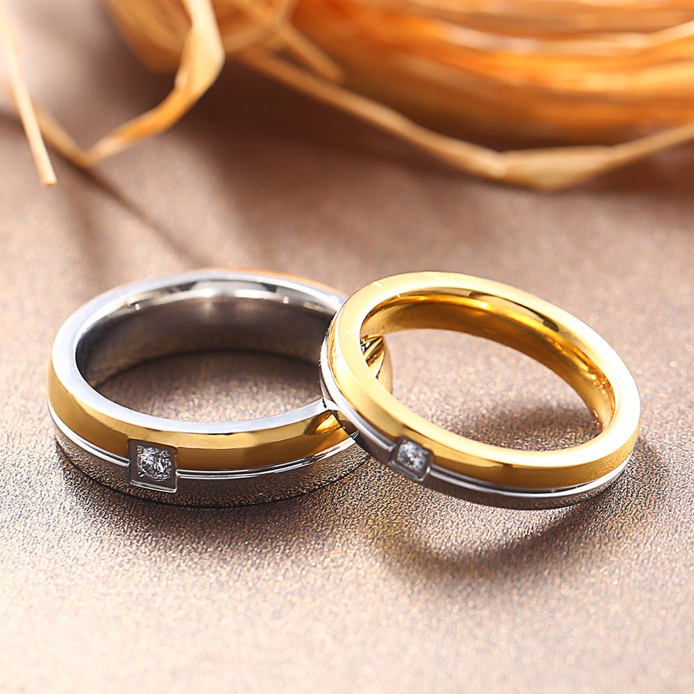 Matching Titanium Rings Matching Silver & Gold Color Titanium Couple Rings – CoupleGifts.com