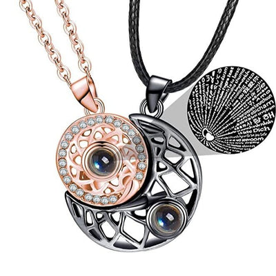 Matching Sun & Moon Necklaces with Secret Projection - Necklaces - Rose & Black