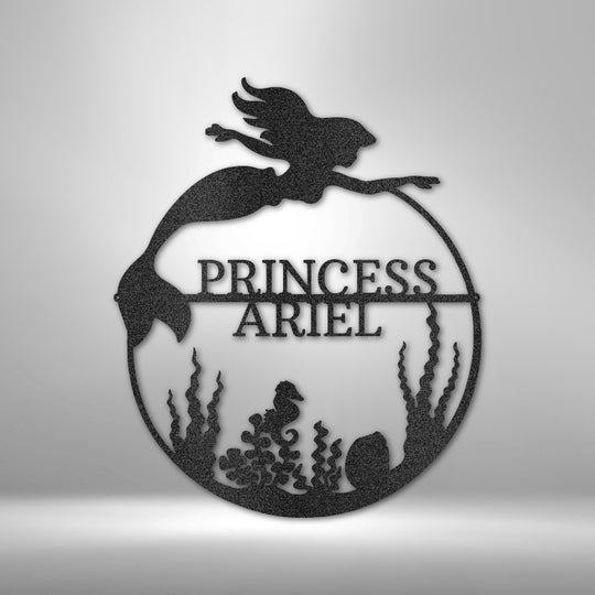 Mermaid 1 Monogram - Steel Sign - Metal Sign - Black