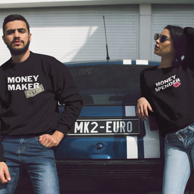 Money Maker / Money Spender Couple Sweatshirts - Sweatshirt - S Black