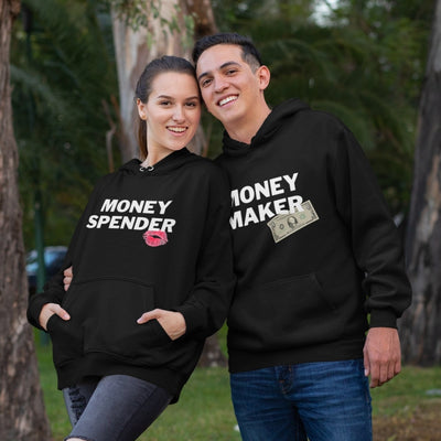 Money Maker / Spender Couple Hoodies - Hoodies - Black L