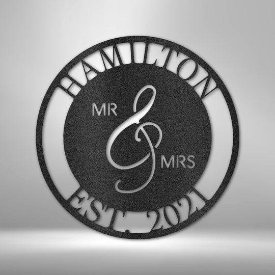 Mr. and Mrs. - Steel Sign - Metal Sign - Black