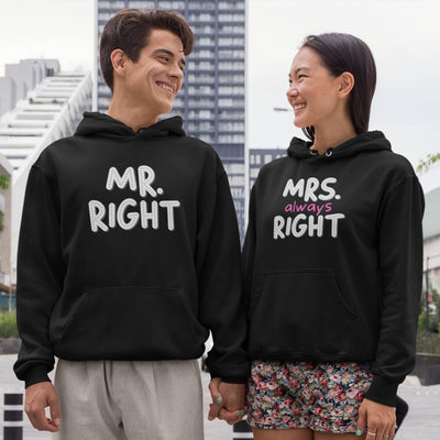Mr. Right And Mrs. Always Right Hoodies - Hoodies - Black L