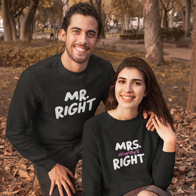Mr. Right And Mrs. Always Right Matching Sweatshirts - Sweatshirt - S Black