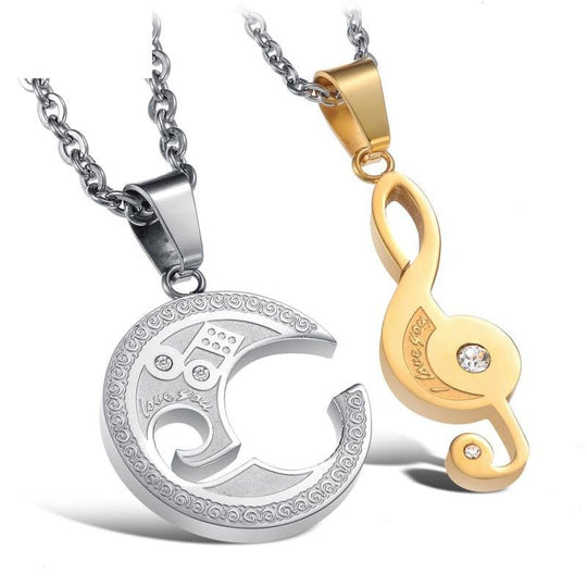 Music Puzzle Matching Necklaces - Necklaces - Couple