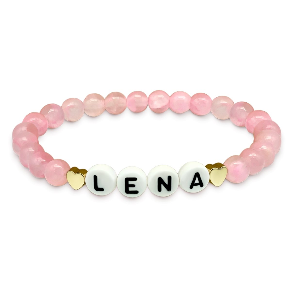 Beaded Natural Stone Bracelet Featuring Letter Beads That Sa (430037)