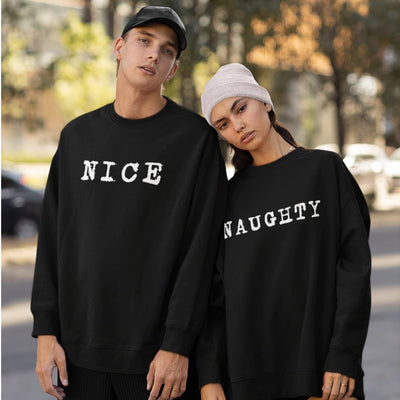 Nice And Naughty Matching Sweatshirts - Sweatshirt - S Black