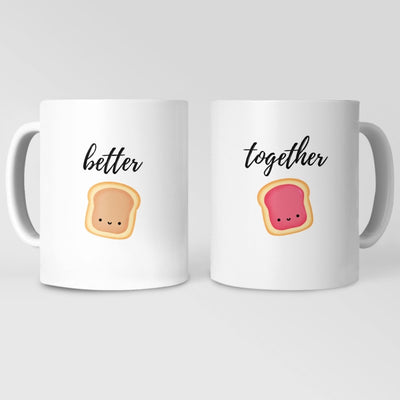 Peanut Butter / Strawberry Jam Matching Couple Mugs - Drinkware -