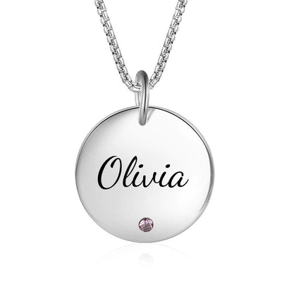 Personalized Birthstone Necklace with Engraved Name - Necklace - United States