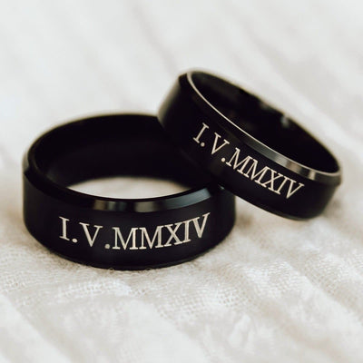 Personalized Black Couple Rings with Customized Engraving - Ring - 6