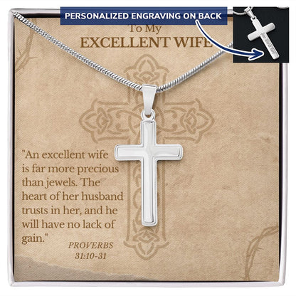 Personalized Cross Necklace for Wife - Jewelry - Two Toned Box