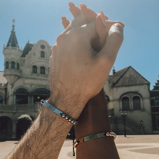 Personalized Distance Bracelets with Engraving - Bracelets - Black