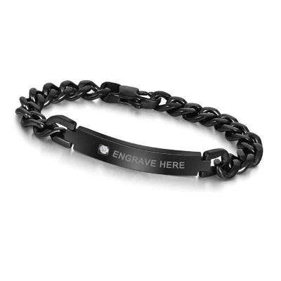 Personalized Engraved Black Nameplate Bracelet for Men - Bracelet -