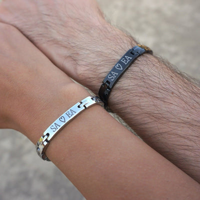 Personalized High-Quality Steel Bracelets for Couples - Bracelets - Black