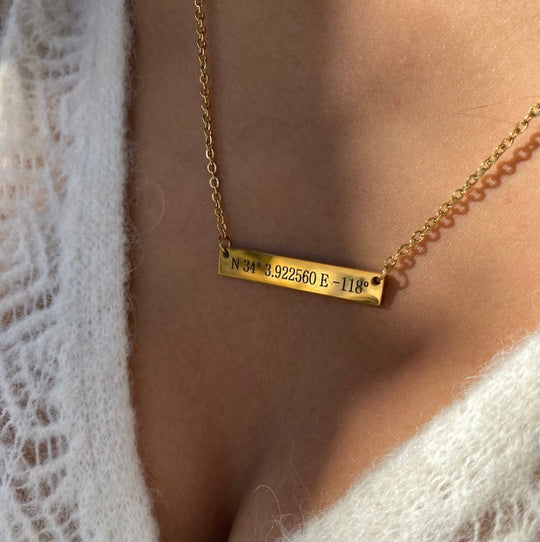 Personalized Name Bar Necklace - Necklace - Silver
