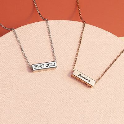 Personalized Name + Date Necklace - Necklace - Silver