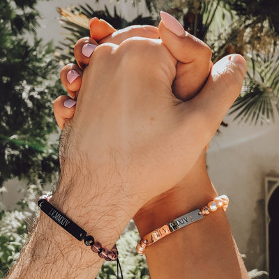 Personalized Natural Stone Bracelets for Couples - Only With Link - Agate
