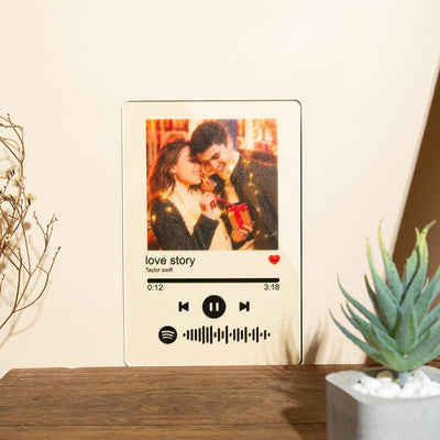 Personalized Photo + Spotify Playlist Code - Unique Romantic Gifts - Black Font