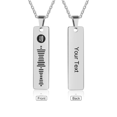 Personalized Spotify Necklace with Engraving on Back - Necklace - Silver