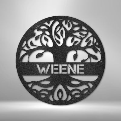 Personalized Tree of Life - Steel Sign - Metal Sign - Black