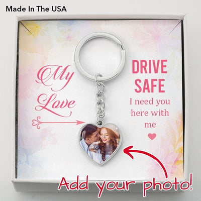 Photo Keychain with Personalized Heart - Jewelry - Luxury Keychain (Silver Color)