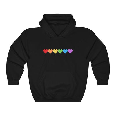 Rainbow Hearts Hoodie - Hoodie - Black