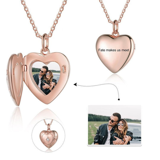 Retro Heart Custom Photo Necklace - Necklace - 925 Sterling Silver