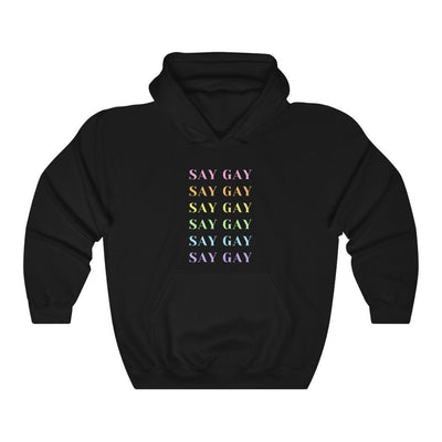 Say Gay Pastel Rainbow Hoodie - Hoodie - Black
