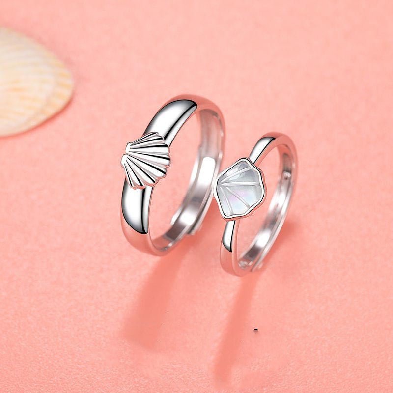 Silver Seashell Cute Promise Rings for Couples –