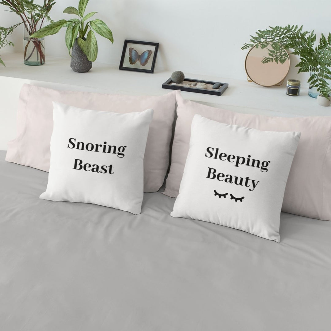 Snoring Beast Sleeping Beauty Couple Pillow Cases CoupleGifts