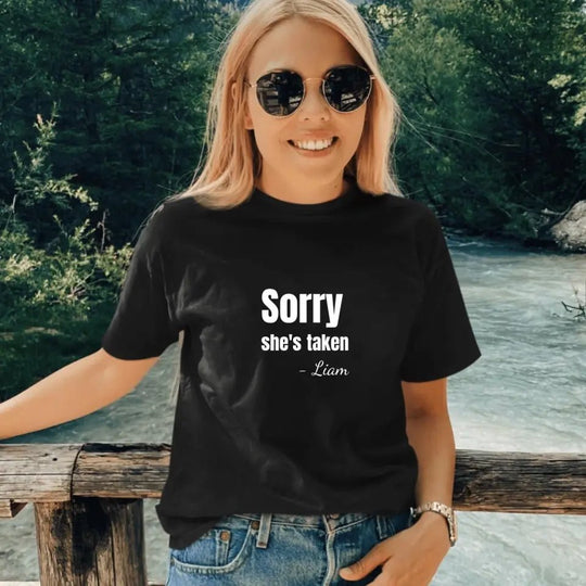 Sorry She's Taken Custom Couple T-Shirt - Shirts - Unisex Heavy Cotton Tee